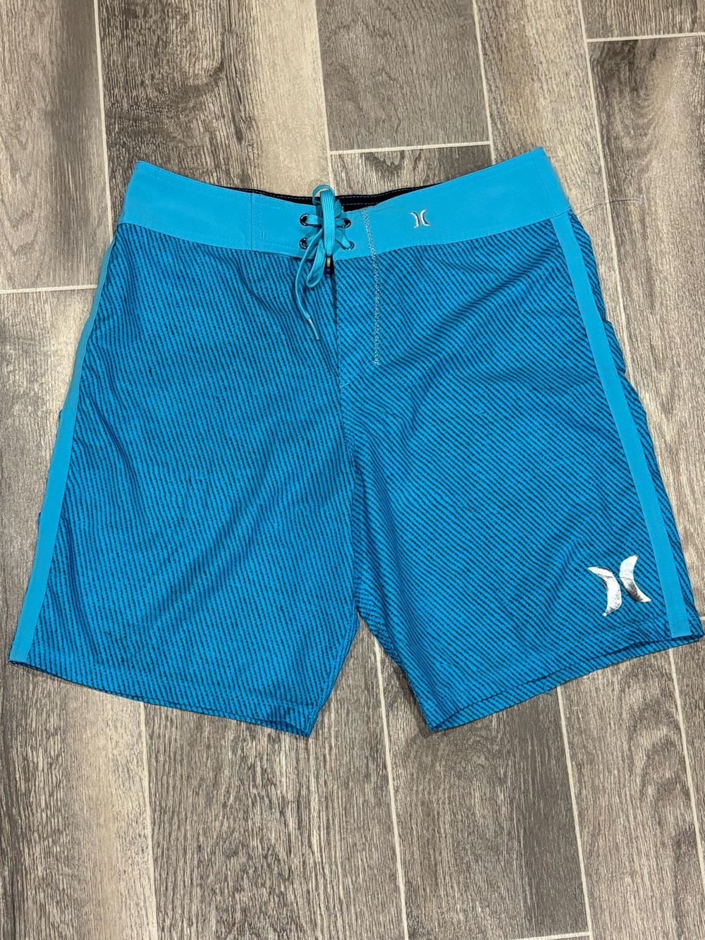 Hurley Teal Blue Men's Swim Trunks with Logo